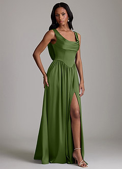 Azazie Novi Bridesmaid Dresses Juniper A-Line with Pockets Stretch Satin Dress image5