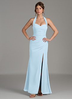Azazie Destiny Robes à essayer chez vous Robe Sirène en Mousseline de soie Encolure en Forme de Cœur Bleu Ciel image1