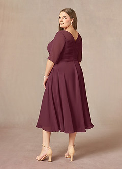Azazie Naomi Mother of the Bride Dresses Cabernet A-Line Boatneck Pleated Chiffon Dress image13