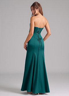 Azazie Ximena Bridesmaid Dresses Peacock Mermaid Corset Stretch Satin Convertible Dress image2