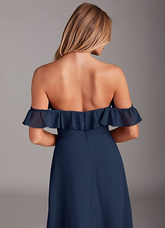 Azazie Lyra Bridesmaid Dresses Dark Navy A-Line Chiffon Convertible Dress image8