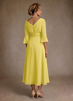 Azazie Aerynne Mother of the Bride Dresses Canary A-Line Pleated Chiffon Dress image2