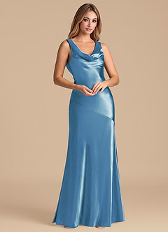 Azazie Rylina 신부 들러리 드레스 인어 메탈릭 새틴 바닥 길이 드레스 image4