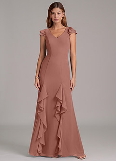 Azazie Nessa Bridesmaid Dresses Cedar Rose A-Line Chiffon Dress image3