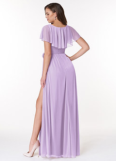 Azazie Jael Bridesmaid Dresses Lilac A-Line V-Neck Mesh Dress image2