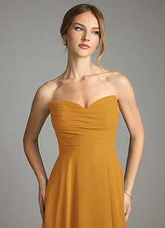 Azazie Ayla Abiti da Damigella Abito A-Line in Chiffon Scollo a Cuore Caramello image4