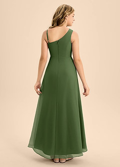 Azazie Brooke Junior Olive A-Line Side Slit Chiffon Dress image2