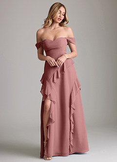 Azazie Sloane Bridesmaid Dresses Desert Rose A-Line Sweetheart Neckline Chiffon Dress image4