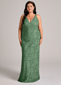 Azazie Tianna Robes de demoiselle d'honneur Robe Fourreau en Blumen-Burnout Dentelle Eucalyptus image8