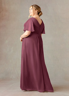 Azazie Morning Glory Mother of the Bride Dresses Cabernet A-Line V-Neck Ruched Chiffon Dress image8
