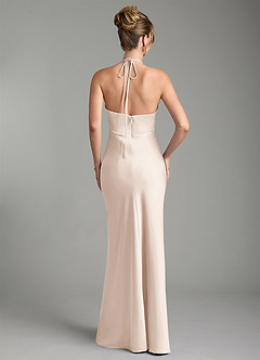 Azazie Camille Robes de demoiselle d'honneur Robe Fourreau en Satin extensible Fente latérale Albâtre Blanc image5