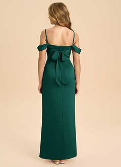 Azazie Saige Junior Emerald Sheath Off the Shoulder Stretch Satin Dress image2