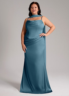 Azazie Sorrel Bridesmaid Dresses Bermuda Mermaid Strapless Stretch Satin Convertible Dress image7