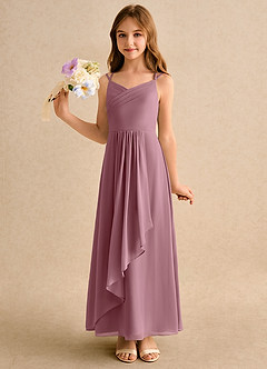 Azazie Zaida Girls Formal Flower Girl Dresses Vintage Mauve A-Line Pleated Chiffon Dress image6