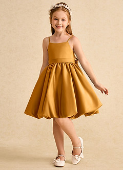 Azazie Davine vestidos de niña de las flores Vestido de Caramelo de Satin Mate de Corte En A con Tirante Espagueti image5