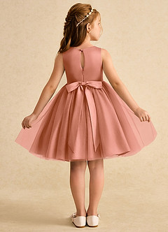 Azazie Prima Robe Demoiselle D'honneur Fillette Robe Trapèze en Tulle Arc Mai Tai image2