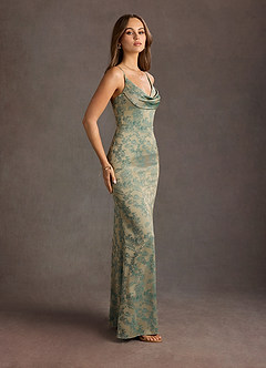 Vestido Platino Verde Azulado Largo Leah image3