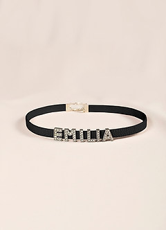 front Colar gargantilha de couro com nome personalizado