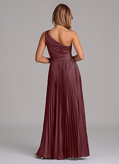 Azazie Lyrica Robes de demoiselle d'honneur Robe Trapèze en Satin extensible Une épaule Sangria image8