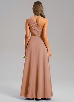 Azazie Phaedra Jurken voor bruidsmeisjes Jurk van Chiffon met A-Lijn One-Shoulder Champagne Roos image2