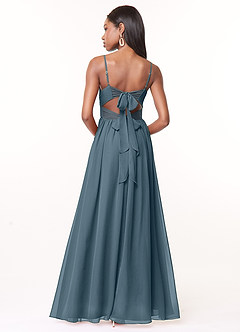 Azazie Zeya Vestidos de damas de honor Vestido Crepúsculo de Gasa de Línea A con Cuello en V plisado image3