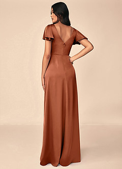 Azazie Soren Bridesmaid Dresses Cedar Rose A-Line Pleated Stretch Satin Dress image2
