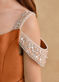 Azazie Jodi Jurken voor bloemenmeisjes A-Lijn Jurk van Mat Satijn Koper image6