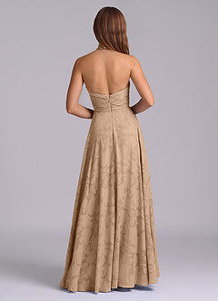 Azazie Tessie Brudtärnklänningar Klä av A-Linje i Blommig Utbrändhet Plisserad Champagne image2