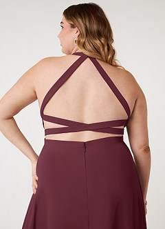 Azazie Clarice Bridesmaid Dresses Cabernet A-Line Halter Chiffon Dress image10