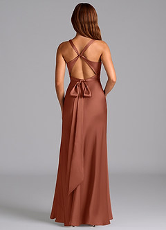 Azazie Hati Brudtärnklänningar Klä av Sjöjungfru i Stretch Satin Kastanjebrunt image7