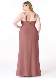 Azazie Leo Bridesmaid Dresses Desert Rose Mermaid V-Neck Pleated Chiffon Dress image8