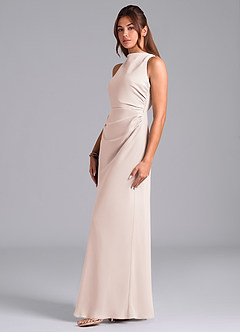 Azazie Evadne Bridesmaid Dresses Rose Petal A-Line Pleated Chiffon Dress image5