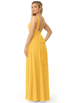 Azazie Kora Bridesmaid Dresses Marigold A-Line Pleated Chiffon Dress image3