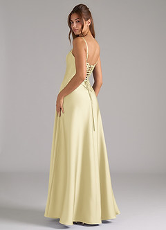 Azazie Valentine Suknie dla druhen Linia A Gorset Satyna elastyczna Do ziemi Sukienka image2