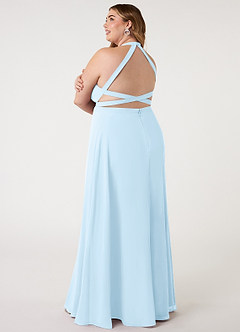 Azazie Clarice Bridesmaid Dresses Sky Blue A-Line Halter Chiffon Dress image12