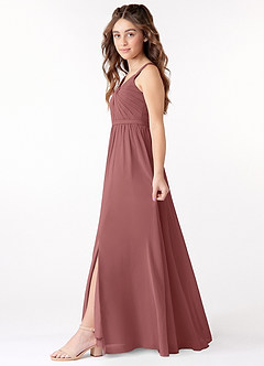 Azazie Evie Junior Amethyst A-Line Pleated Chiffon Dress image2