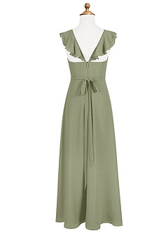 Azazie Emily Junior Pistachio A-Line Ruched Chiffon Dress image6