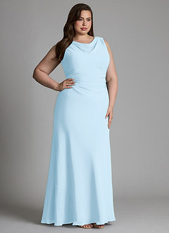Azazie Kieryn Bridesmaid Dresses Sky Blue Mermaid Pleated Chiffon Dress image11