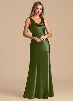 Azazie Rylina 신부 들러리 드레스 인어 메탈릭 새틴 바닥 길이 드레스 image4