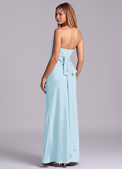 Azazie Ailanie Robes de demoiselle d'honneur Robe Fourreau en Satin extensible Sans bretelle Bleu Ciel image2