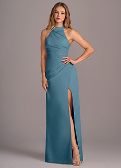 Azazie Jemma Bridesmaid Dresses Bermuda Sheath Pleated Chiffon Dress image4