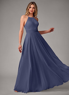 Azazie Amalia Bridesmaid Dresses Stormy A-Line Pleated Chiffon Dress image4