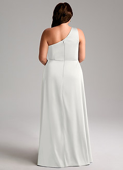 Azazie Brooke Abiti da Damigella Abito A-Line in Raso Elasticizzato Monospalla Bianco image9