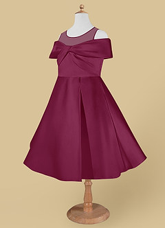 Azazie Shirin Final Sale Steel Blue A-Line Off the Shoulder Matte Satin Dress image7