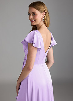 Azazie Omari Bridesmaid Dresses Lilac A-Line Stretch Satin Dress image3