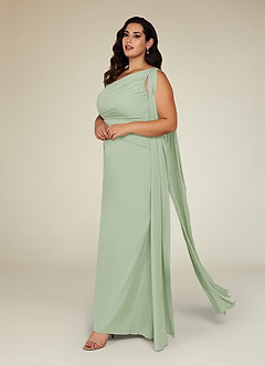 Azazie Franchesca vestidos de madre de la novia Vestido de Salvia Polvorienta de Chifón elástico de Sirena con Plisado image9