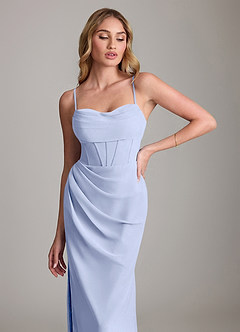 Azazie Mai Bridesmaid Dresses Ice Sheath Pleated Chiffon Dress image5