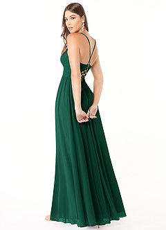 Azazie Aaida Bridesmaid Dresses Emerald A-Line Corset Chiffon Dress image5