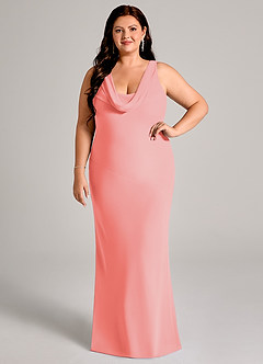 Azazie Rylina Bridesmaid Dresses Coral Mermaid Pleated Chiffon Dress image7