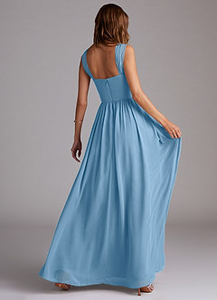 Azazie Calianna Jurken voor bruidsmeisjes Converteerbaar Jurk van Chiffon met A-Lijn Off the Shoulder Staal Blauw image6